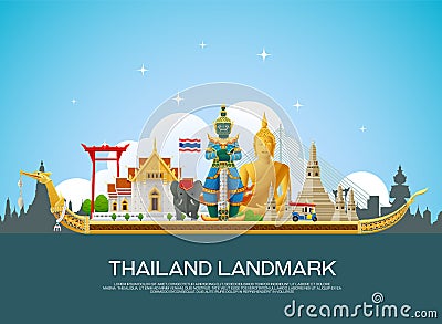 Thailand landmark travel vector Vector Illustration