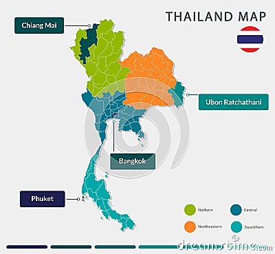 Thailand map design Infographic set Vector Illustration