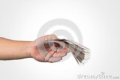 The Thailand money in hand ,isolate Stock Photo