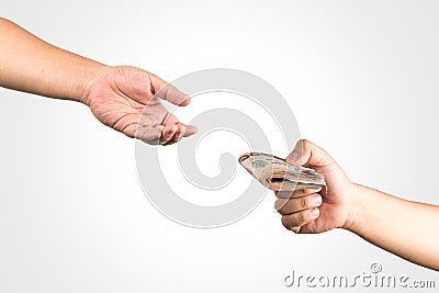 The Thailand money in hand ,isolate Stock Photo