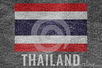 THAILAND nation flag on jean texture design Stock Photo