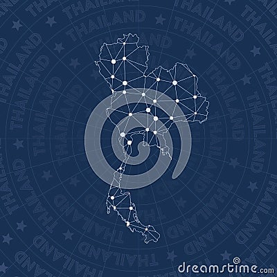 Thailand network, constellation style country map. Vector Illustration