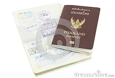 Thailand passport visa stamp isolated Stock Photo