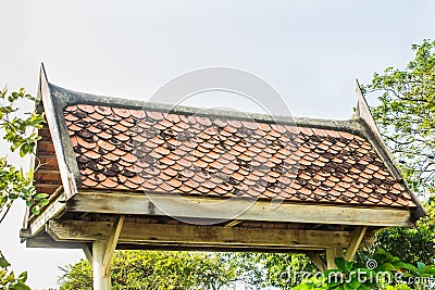 Thailand pattern roof, Old roof Stock Photo