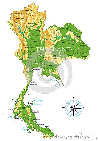 Thailand physical map Vector Illustration