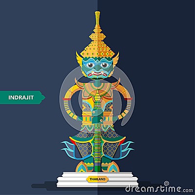 Ramayana Giant Sculptures in flat style Vector Illustration