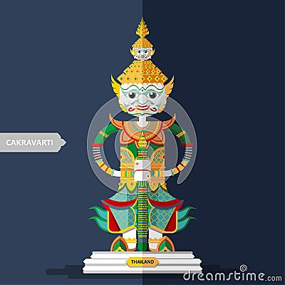 Ramayana Giant Sculptures in flat style Vector Illustration