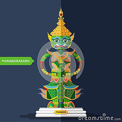 Ramayana Giant Sculptures in flat style Vector Illustration