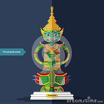 Ramayana Giant Sculptures in flat style Vector Illustration