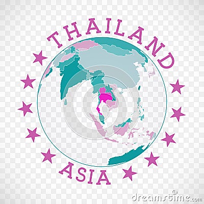 Thailand round logo. Vector Illustration