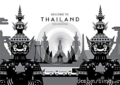 Thailand Siam Bangkok wallpaper background Vector Illustration