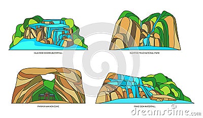 Thailand or Siam, Thai vector natural landscapes Stock Photo