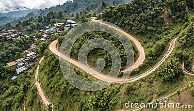 Thailand Steepest Road not yet on Google Maps, Mae Tuen to Mae Ramat Rural Stock Photo