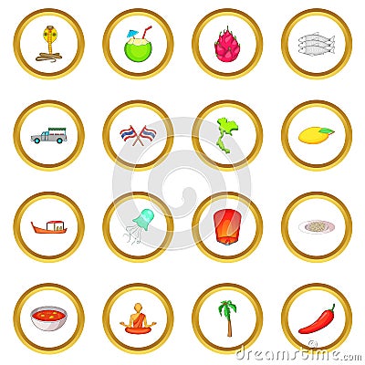 Thailand symbols icons circle Vector Illustration