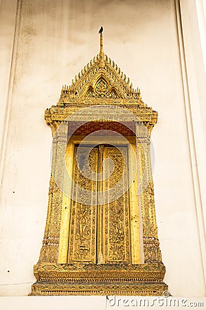 Thailand temple doors, windows, gold, old, beautiful, heritage T Stock Photo