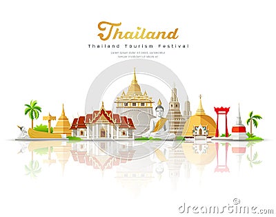 Thailand tourism festival building landmark Vector Illustration