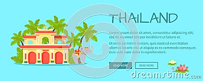 Thailand Touristic Flat Style Vector Web Banner Vector Illustration