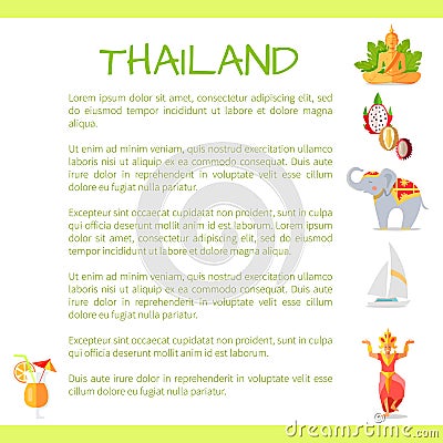 Thailand Touristic Vector Concept with Sample Text Vector Illustration