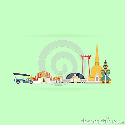 Thailand Travel Landmarks. Vector and Illustration Vector Illustration