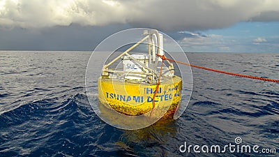 Thailand tsunami detection buoy floats in the Andaman sea Editorial Stock Photo