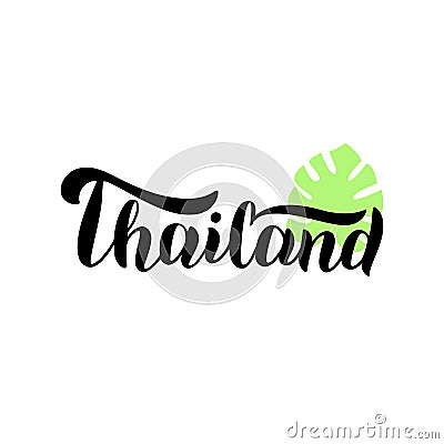 Thailand typography text sign. Trendy lettering font design. Travel agency banner, symbol. Vector Illustration