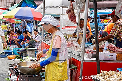 Thais sell meat and meat products Editorial Stock Photo