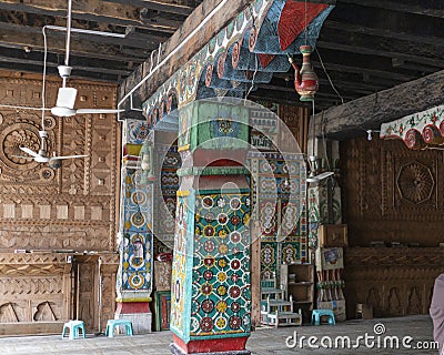 THAL, UPPER DIR, PAKISTAN - JUNE 10, 2022: The Jamia Masjid inside view of a centuries-old mosque in Thal bazaar beautifully Editorial Stock Photo