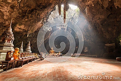 Tham khao luang cave temple.The temple inside of the cave in thailand Stock Photo