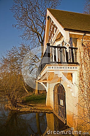 Thames river boathouse Stock Photo