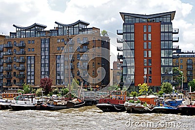 Thames riverside apartments Stock Photo