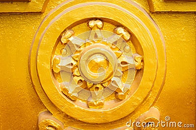 Thammachak gold or the Wheel of Life. Stock Photo