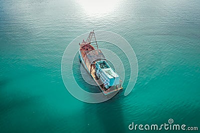 Than Mayom Bridge, Sunken and drowning boats in koh Chang, Trat, Thailand Editorial Stock Photo