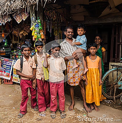 THANJAVUR, INDIA - FEBRUARY 13: An unidentified school children Editorial Stock Photo