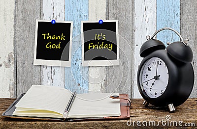 Thank god , It's Friday on paper note Stock Photo