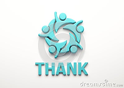 Thank People Group. 3D Render Illustration Stock Photo