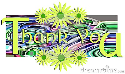 Thank you banner with floral fantasy isolated Vector Illustration