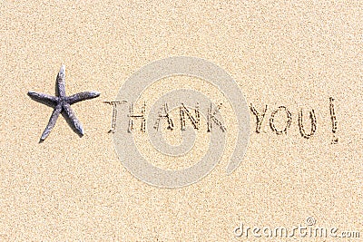 Thank You on Beach Sand Stock Photo