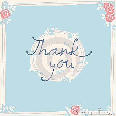 Thank you card design template. Simple greeting card Vector Illustration