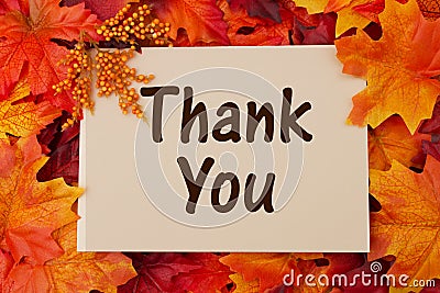 Thank You card with fall leaves Stock Photo