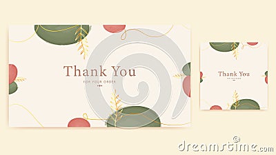 thank you card green and red watercolor abstract rounded design background, printable custom Vector Illustration