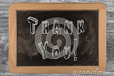 Thank You! - chalkboard with outlined text Stock Photo