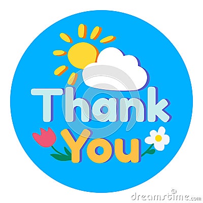 Thank you color printable sticker Cartoon Illustration