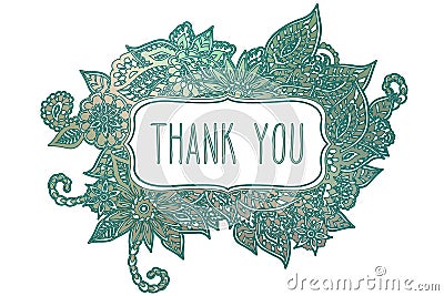 Thank you colored doodle frame Vector Illustration