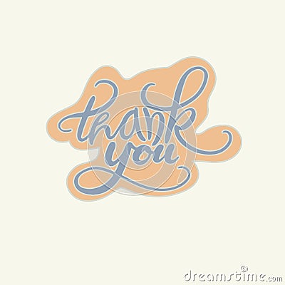 Thank you colorful hand draw a calligraphic. Vector Illustration