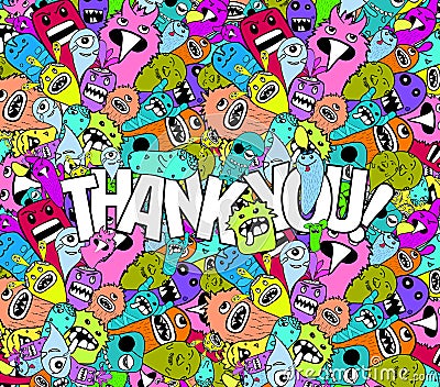 Thank you doodle hipster colorful background Stock Photo