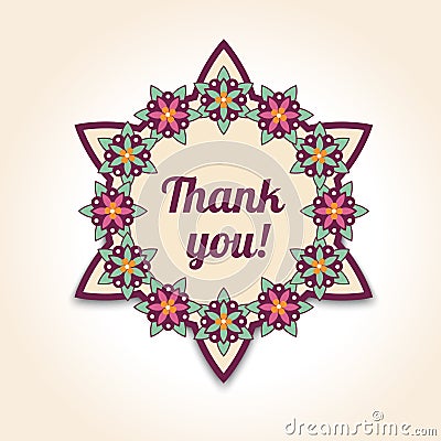 Thank you floral card in . Template for wedding design. Stock Photo