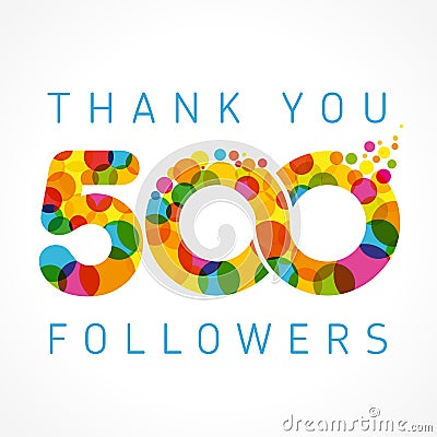 Thank you 500 followers card Vector Illustration