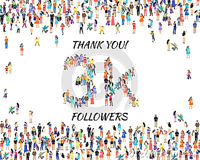 Thank you followers peoples, 3k online social group, happy banner celebrate, Vector Vector Illustration