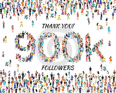 Thank you followers peoples, 900k online social group, happy banner celebrate, Vector Vector Illustration