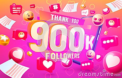 Thank you followers peoples, 900k online social group, happy banner celebrate, Vector Vector Illustration